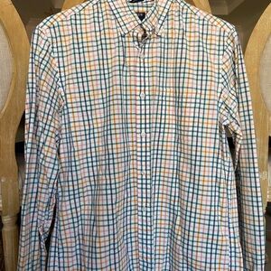 J. Crew Men's Green and Orange Plaid Shirt